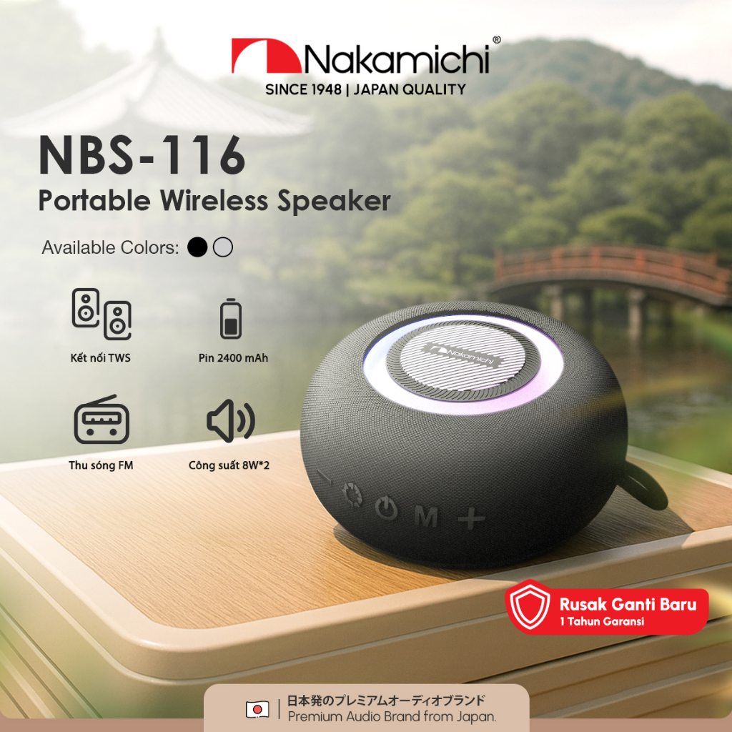 Loa Bluetooth NAKAMICHI NBS-116, BT 5.3, Công Suất 8W*2, Pin 2400 mAh, Nghe Đến 4H - Hàng Chính Hãng | BigBuy360 - bigbuy360.vn