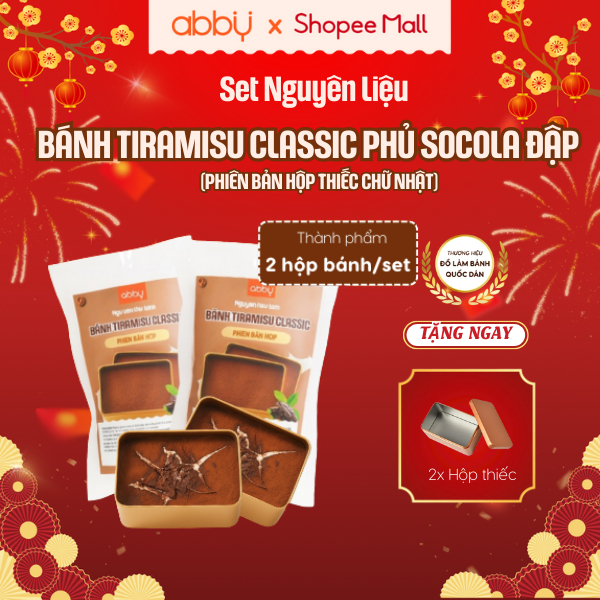 [ABBY] [TẶNG 2 HỘP THIẾC] Set nguyên liệu làm bánh đập tiramisu hộp thiếc vị cacao và matcha - thành