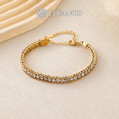 Vòng tay nữ titan Eleanor Accessories dáng xoắn đính đá phụ kiện trang sức lắc tay 11146
