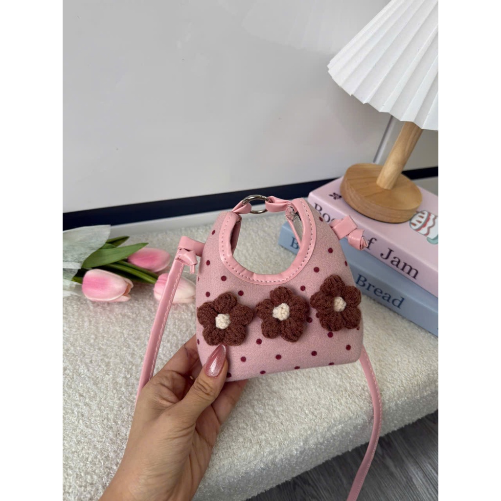 Túi đeo chéo nữ mini vải nỉ thêu hoa chấm bi, túi xách tay dáng nhỏ xinh đi chơi đi dạo hằng ngày Đăng Túi DK428 | BigBuy360 - bigbuy360.vn