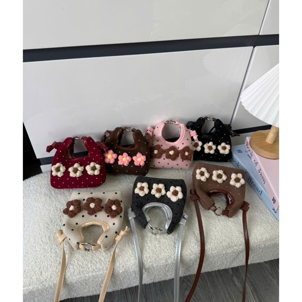 Túi đeo chéo nữ mini vải nỉ thêu hoa chấm bi, túi xách tay dáng nhỏ xinh đi chơi đi dạo hằng ngày Đăng Túi DK428 | BigBuy360 - bigbuy360.vn