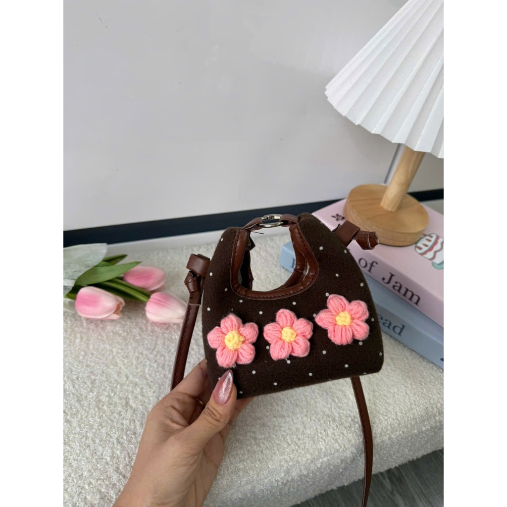 Túi đeo chéo nữ mini vải nỉ thêu hoa chấm bi, túi xách tay dáng nhỏ xinh đi chơi đi dạo hằng ngày Đăng Túi DK428 | BigBuy360 - bigbuy360.vn