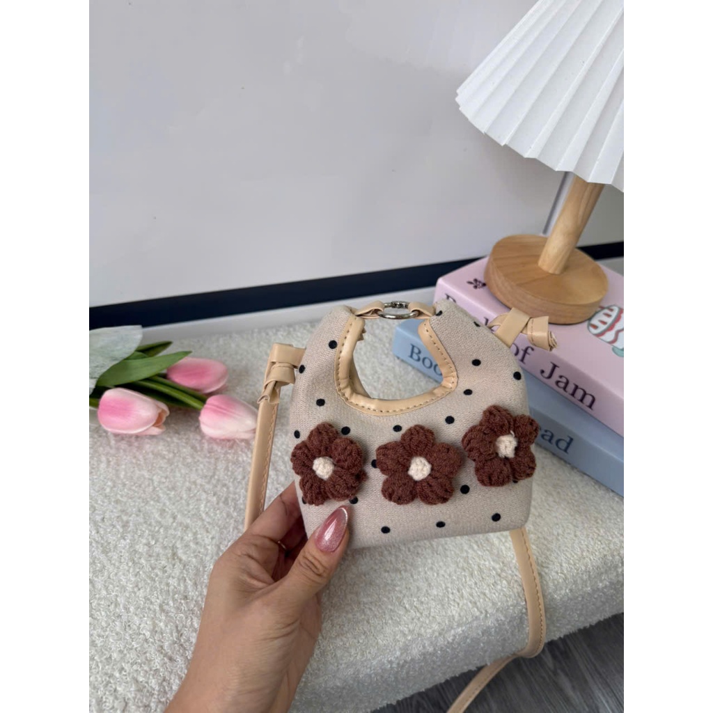 Túi đeo chéo nữ mini vải nỉ thêu hoa chấm bi, túi xách tay dáng nhỏ xinh đi chơi đi dạo hằng ngày Đăng Túi DK428 | BigBuy360 - bigbuy360.vn