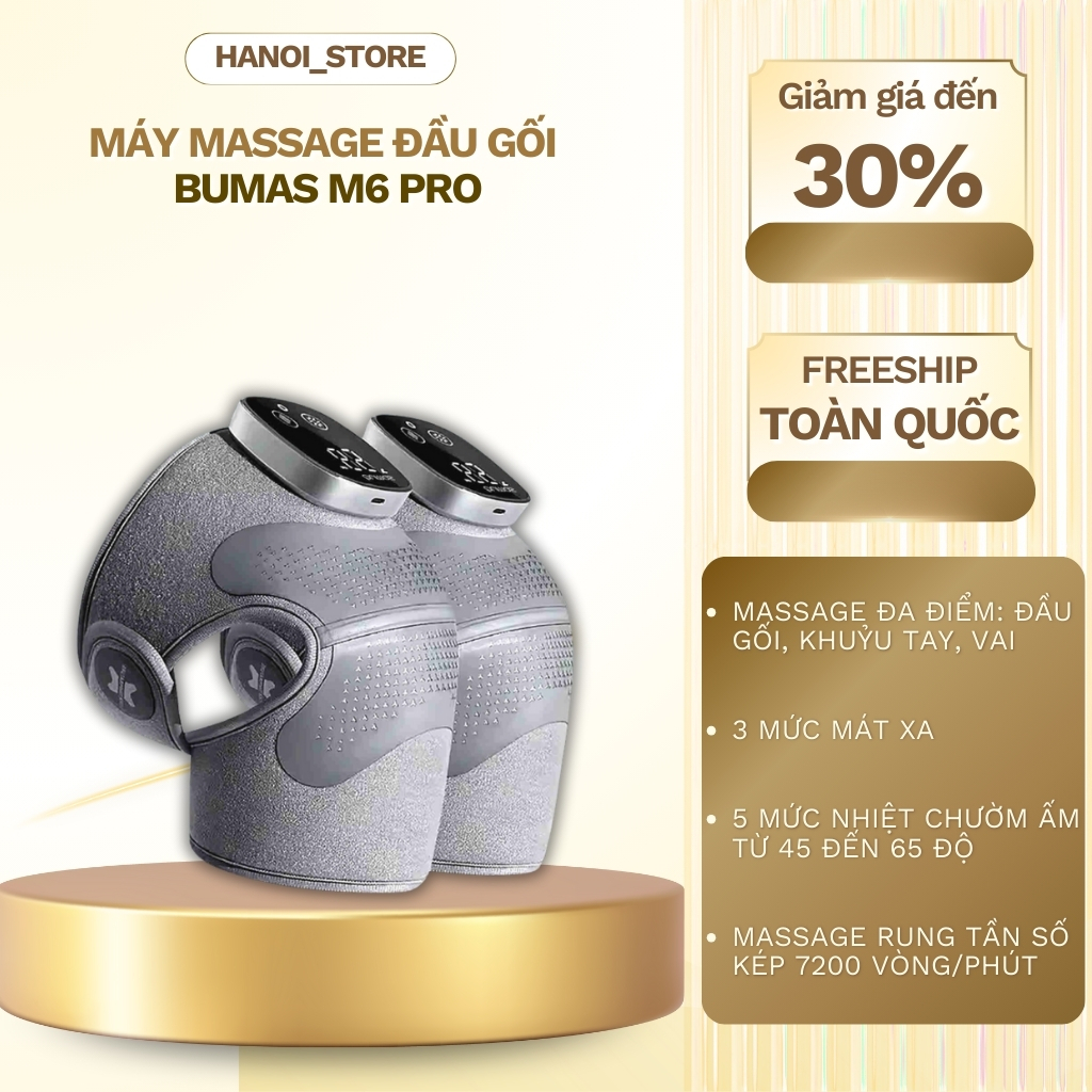 Máy Masssage Đầu Gối BUMAS M6 Pro Chườm Ấm Diện Rộng, Giảm Đau Nhanh - Máy Massage Toàn Thân Đa Năng