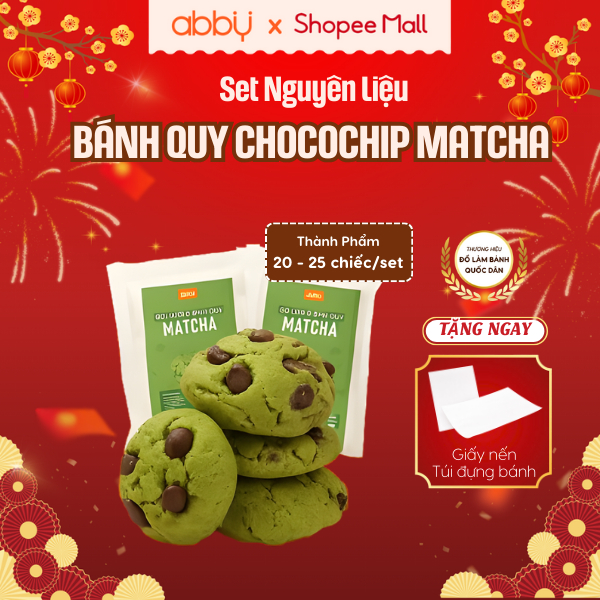 [ABBY-TẶNG TÚI ĐỰNG, GIẤY NẾN] Set làm bánh quy Chocochip Matcha- Nguyên liệu làm cookie - Thành phẩ