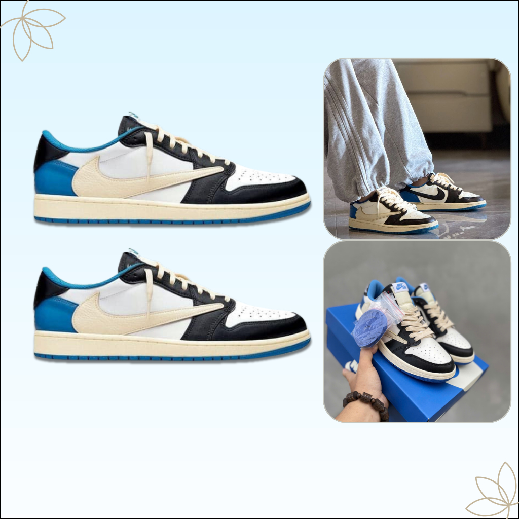Giày Thể Thao Nike Air Jordan 1 Low Travis Scott x Fragment - Sneaker JD1 Travis Thấp Cổ Phối Màu Tr