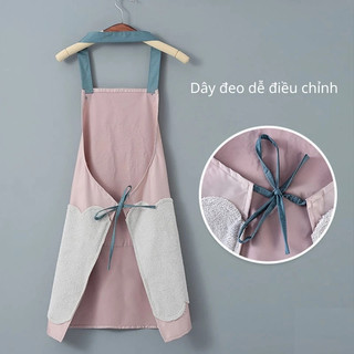 Tạp Dề Kẻ Sọc Hình Thỏ Dễ Thương - Chống Nước, Có Chỗ Lau Tay - Phong Cách Hàn Quốc Hiện Đại