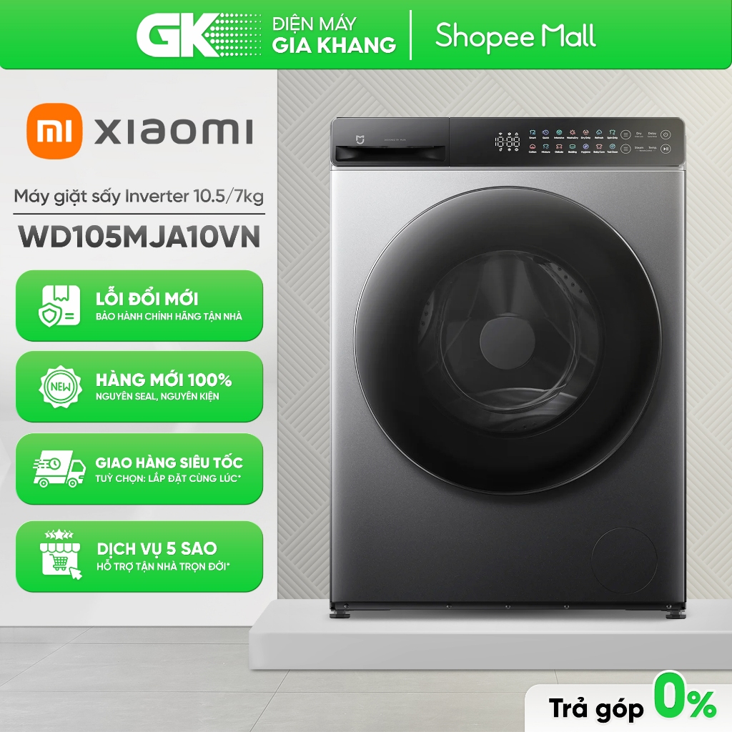 WD105MJA10VN - Máy Giặt Sấy Xiaomi Mijia Inverter Giặt 10.5 Kg - Sấy 7 Kg [Toàn Quốc]
