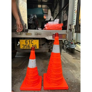 ￼Cọc Tiêu Giao Thông Xếp Gọn Hình Chóp 45cm 60cm 70cm Phản Quang Siêu Sáng Ban Đêm có đèn cảnh báo kèm theo