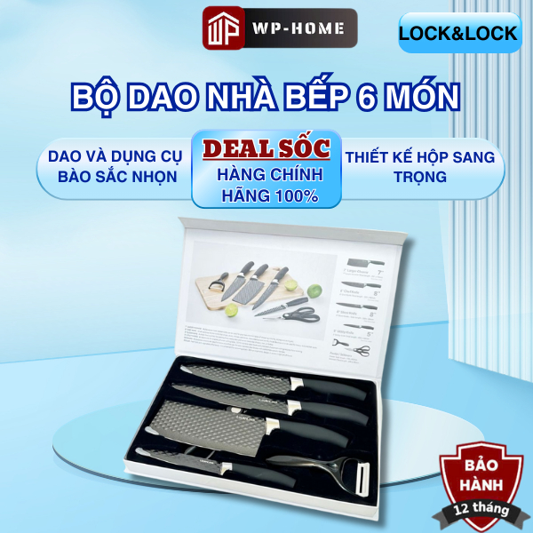 Bộ Dao Nhà Bếp 6 Món - LocknLock - Màu Đen CKK103S6 (cam kết hàng chính hãng, y hình)