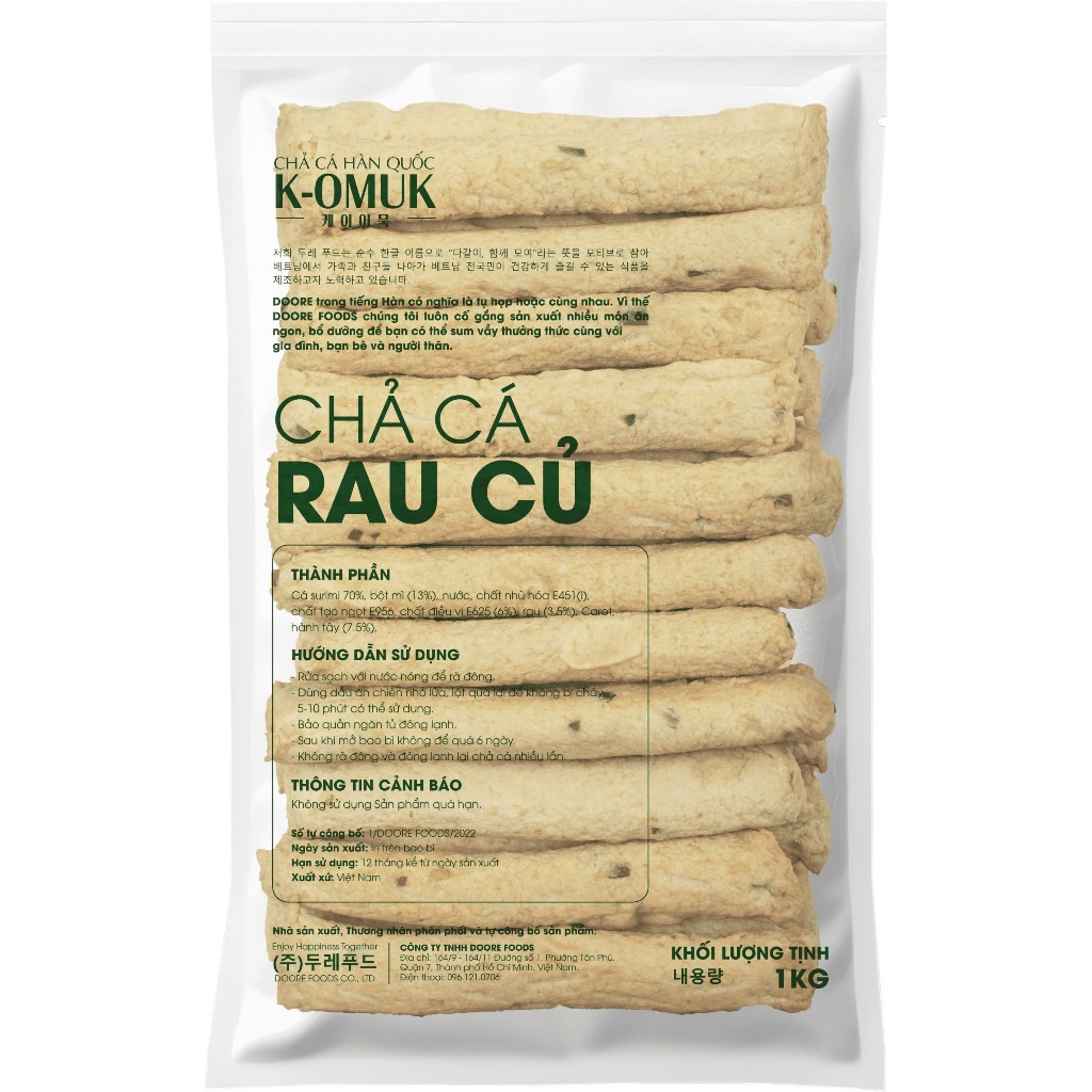 Chả Cá Rau Củ Hàn Quốc Cao Cấp 1kg (33–35 Que) – Odeng Rau Củ Dai Mềm – Chả Cá Doore Foods