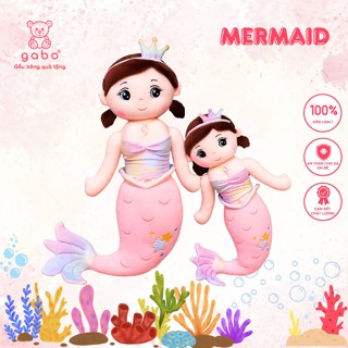  Gấu Bông Nàng Tiên Cá Tóc Nâu Tiên Cá Vương Miện Cầu Vồng gối ôm cho bé gối ôm dài hình thú cute GABO TEDDY BEAR 