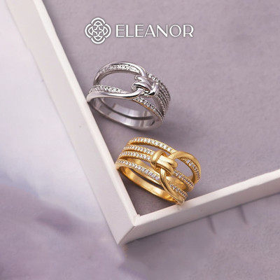 Nhẫn nữ Eleanor Accessories nhiều vòng đính đá cá tính phụ kiện trang sức 11253