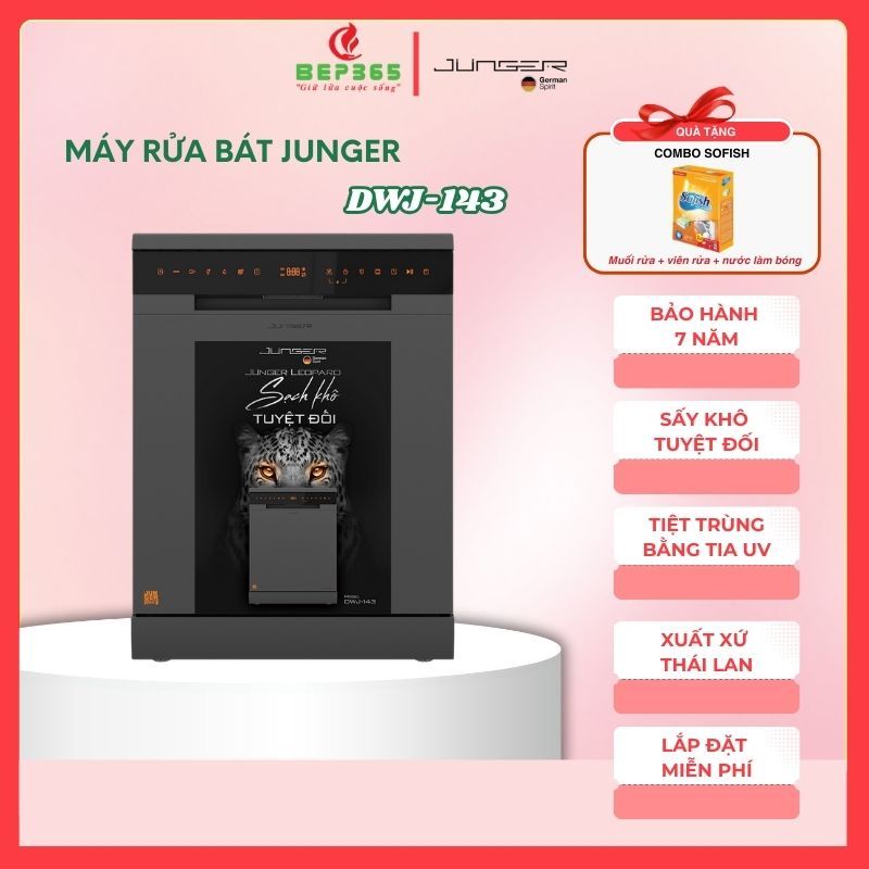 Máy Rửa Bát Junger DWJ-143 - Sức chứa15 Bộ – AI Cleaning – Sấy Khô Tuyệt Đối - Bảo hành chính hãng