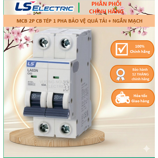 MCB 2P CB bảo vệ quá tải 1 pha LS 6A 10A 16A 20A 25A 32A 40A 50A 63A 6kA LS BKJ63N/LA63N 2P Aptomat
