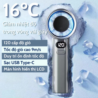 ⚡Quạt cầm tay mini ⚡120 cấp gió M120 Turbo 3600mAh màn hình led hiển thị pin sạc usb quạt tích điện