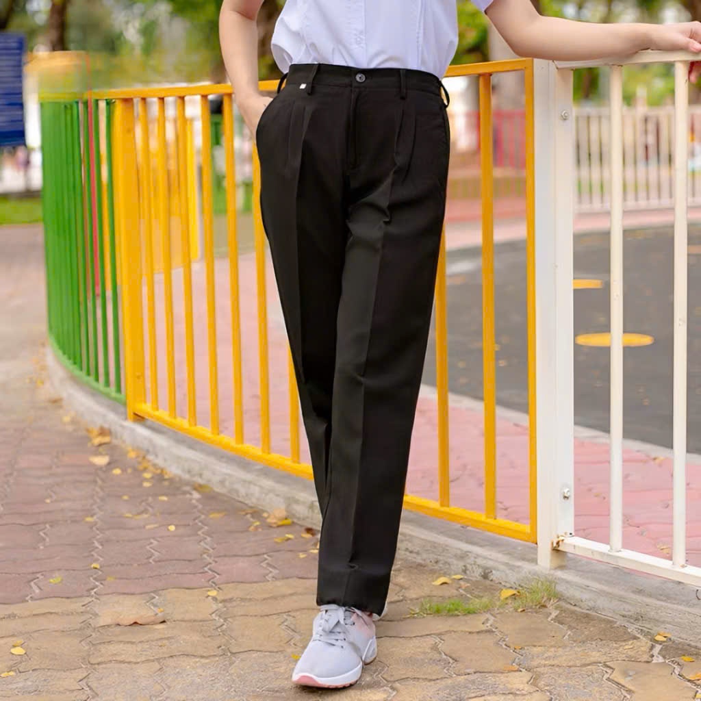 Quần Tây Học Sinh Tiểu Học, Trung Học, Quần Âu Có Khóa Kéo Đi Học Dành Cho Học Sinh Lưng Thun Màu Xanh Đen