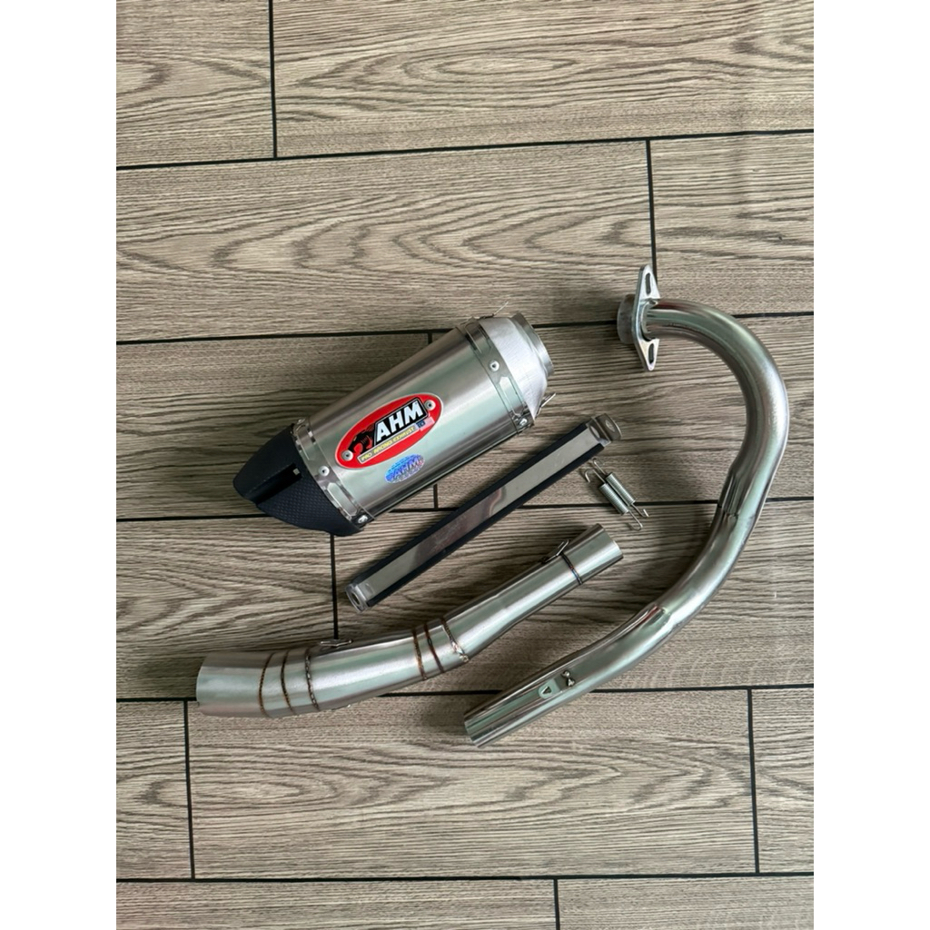 Pô AHM M3 inox tặng tiu giảm âm + pass lò xo