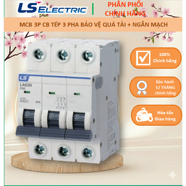 MCB 3P CB bảo vệ quá tải 3 pha LS 6A 10A 16A 20A 25A 32A 40A 50A 63 6kA BKJ63N/LA63N 3P Aptomat - đi