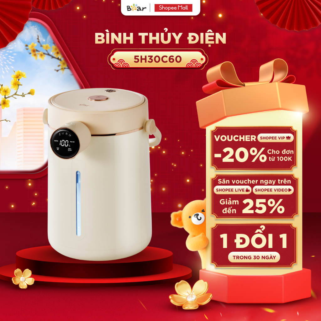 Bình Thủy Điện Bear Dung Tích 3.0L EWB-5H30C60