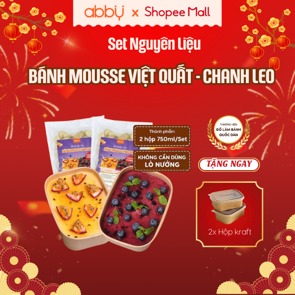 [ABBY - TẶNG HỘP GIẤY] Set làm bánh Mousse Việt quất - Chanh leo Abby nguyên liệu làm bánh  thành ph
