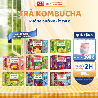   TẶNG CỐC ĐƠN 0Đ  Trà Kombucha Giàu Lợi Khuẩn Detox Cơ Thể Ngọt Tự Nhiên Từ Đường Không Calo  - Bản F&B 