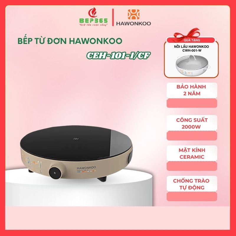 Bếp Từ Hawonkoo Model CEH-101-I – Điều Khiển Núm Vặn – LED Hiển Thị – Tiết Kiệm Điện