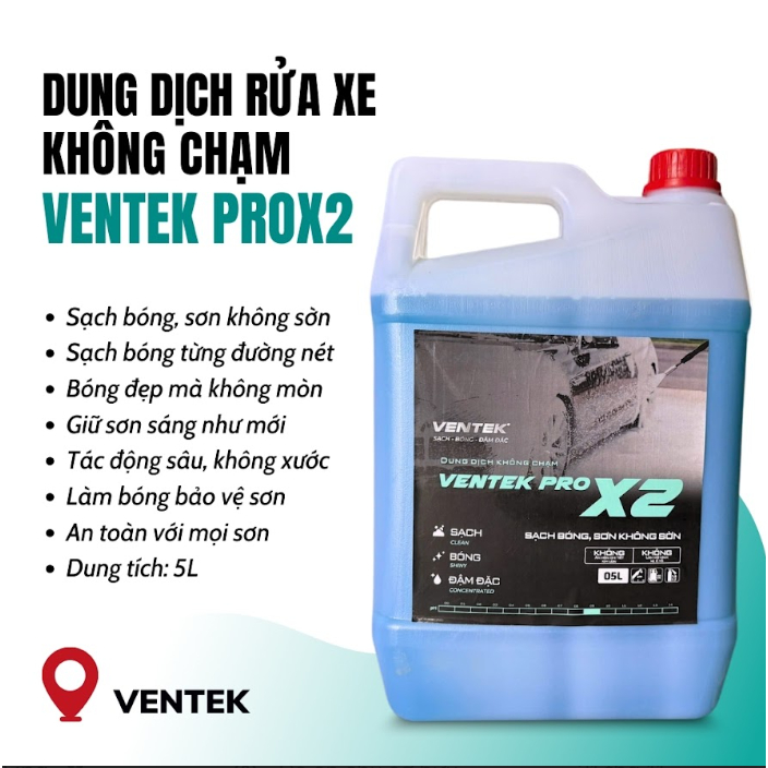 Dung dịch rửa xe không chạm Ventek ProX2 Nước rửa xe bọt tuyết cho ô tô xe máy sạch nhanh , bóng sơn 5 lít 1 lít