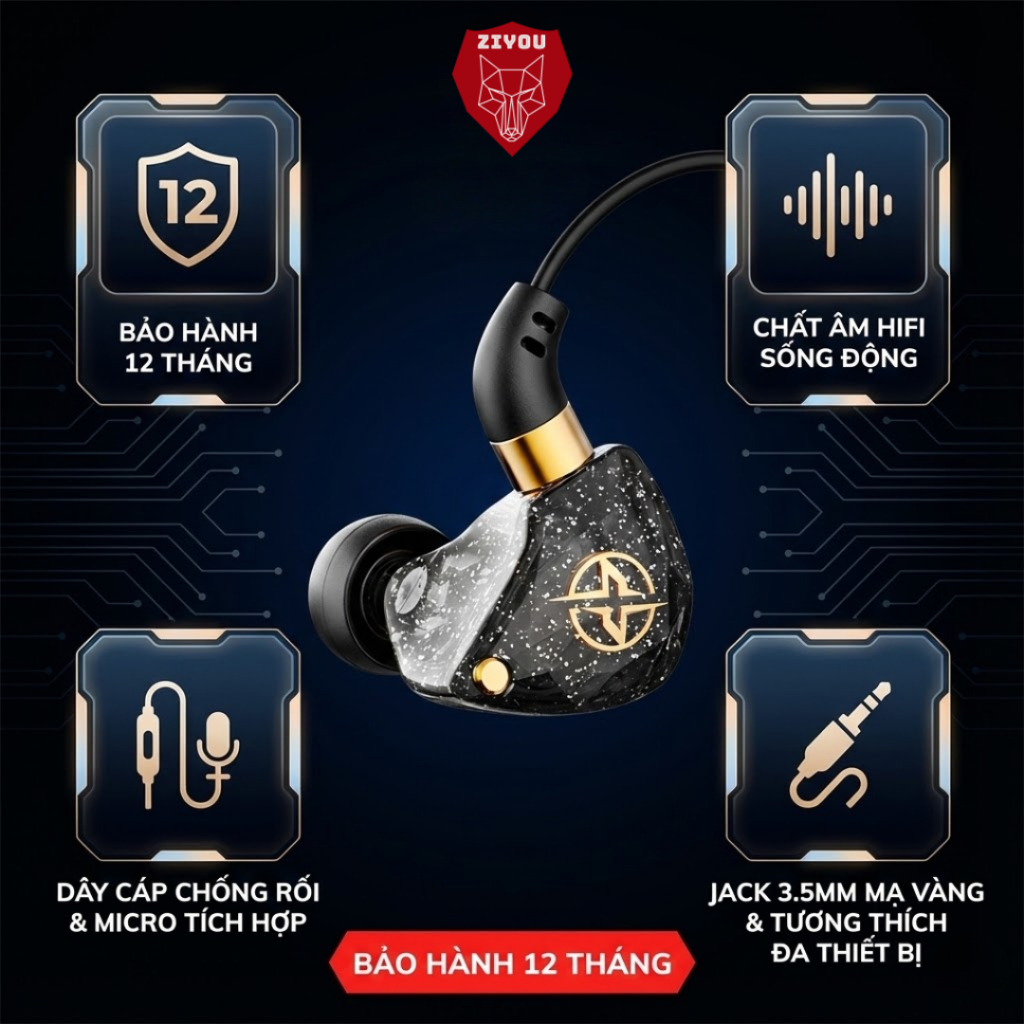 Tai Nghe Nhét Tai ZIYOU X6 Premium, Chống Ồn Cực Tốt, Âm Thanh Super Bass, Tích Hợp Mic Chơi Game | BigBuy360 - bigbuy360.vn