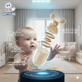 Túi Nhai Ăn Dặm Thế Hệ Mới GutyKids Cho Bé, Núm Nhai Hoa Quả Chống Hóc,  Phù Hợp Bé Từ 4 Tháng Tuổi