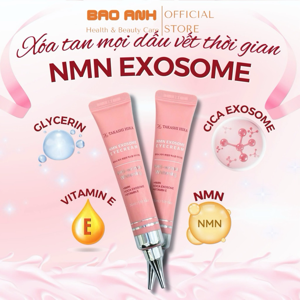 Kem Mắt Ngừa Lão Hóa Trắng Da NMN Exosome Takashi Hika 30ml (Chính Hãng)