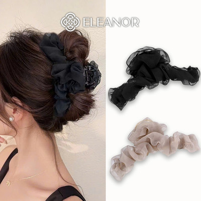 Kẹp tóc nữ càng cua Eleanor Accessories vải trơn xếp dạng nhún phụ kiện tóc basic 11165