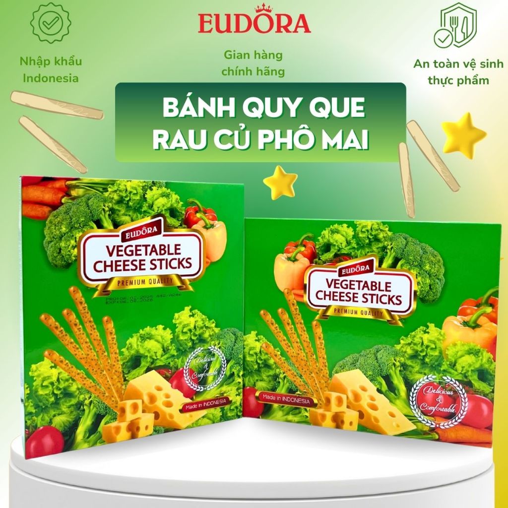 Bánh Quy Que Rau Củ Phô Mai Eudora 300g Ăn Kiêng, Ăn Dặm, Ăn Vặt Siêu Ngon