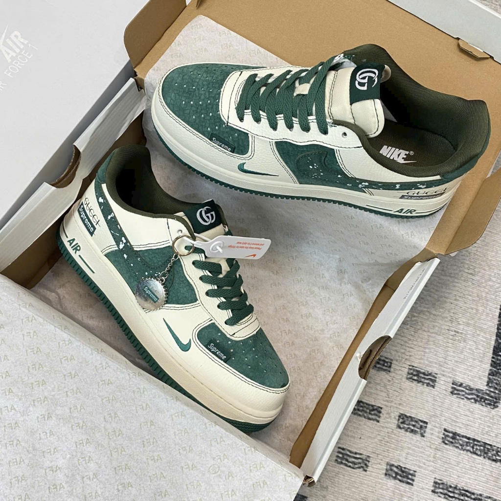 Giày Thể Thao Nike Air Force 1 Gucci Supreme White Green – Sneaker Nam Nữ AF1 Phối Màu Trắng Xanh Lá