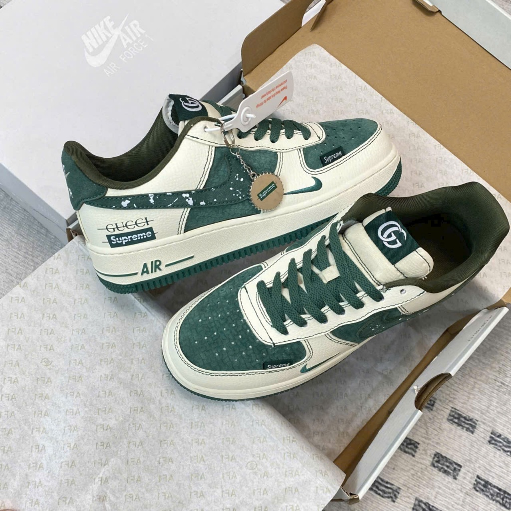 Giày Thể Thao Nike Air Force 1 Gucci Supreme White Green – Sneaker Nam Nữ AF1 Phối Màu Trắng Xanh Lá