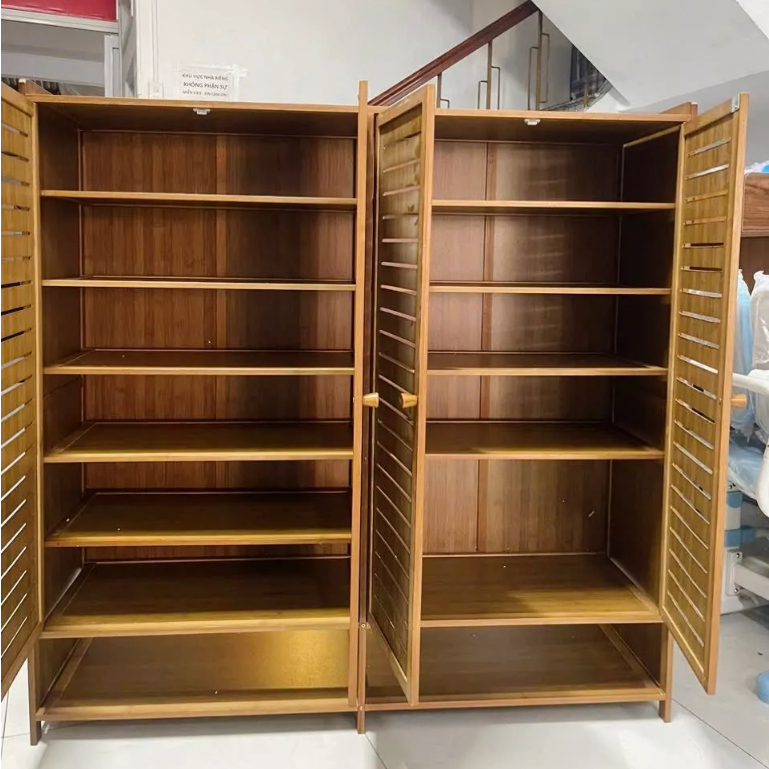 Tủ giày Tre gỗ Có Cửa Tủ Giày Gỗ thông thoáng chống bụi tủ giày nhiều tầng tiết kiệm không gian