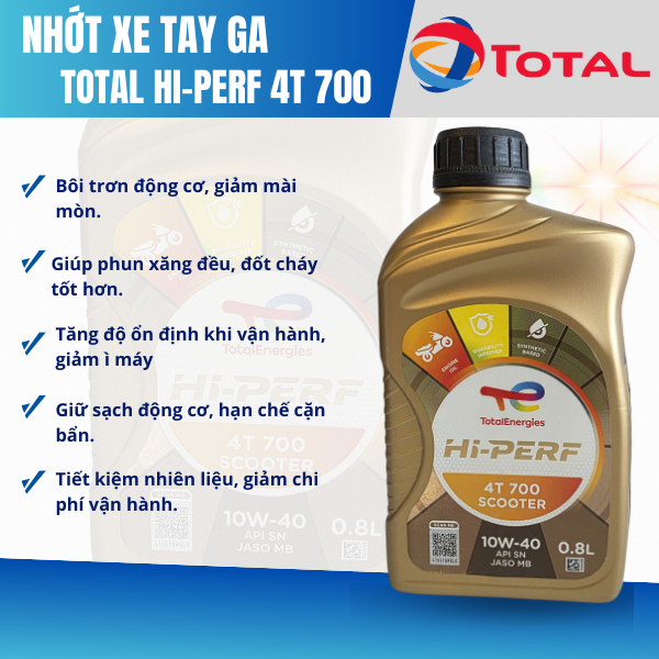 Total Nhớt Xe Tay Ga Total Quartz Scooter 10W-40 Hi-Perf 4T 700 Dầu Nhớt Chính Hãng