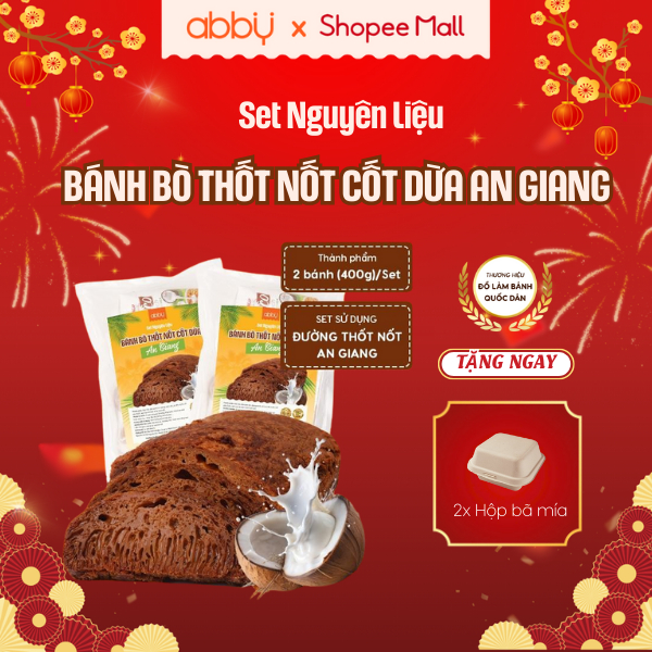 [ABBY TẶNG 2 HỘP GIẤY] Set nguyên liệu làm bánh bò thốt nốt cốt dừa An Giang, thành phẩm 2 bánh 400g