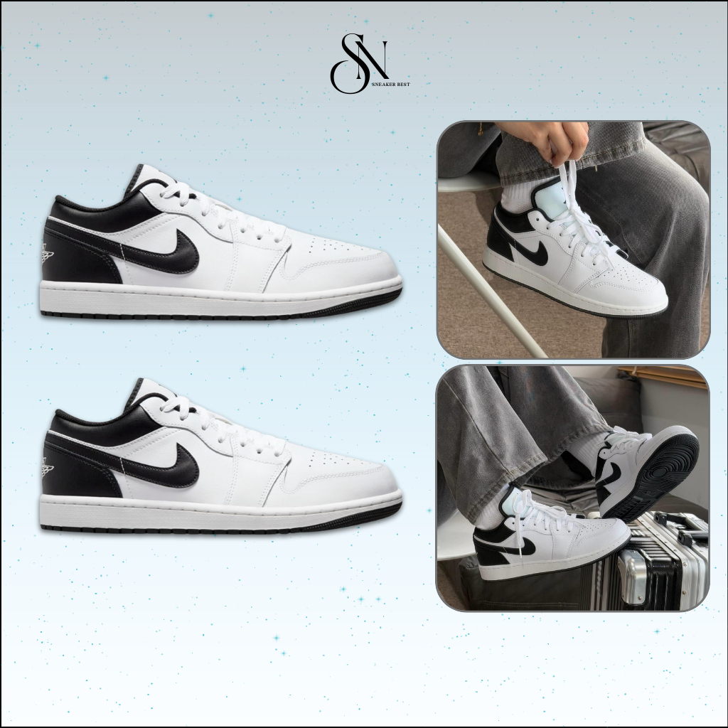 Giày Thể Thao JD1 Low Reverse Panda – Sneaker Nam Nữ JD1 Thấp Cổ Đen Trắng [Tặng Box Bảo Vệ]