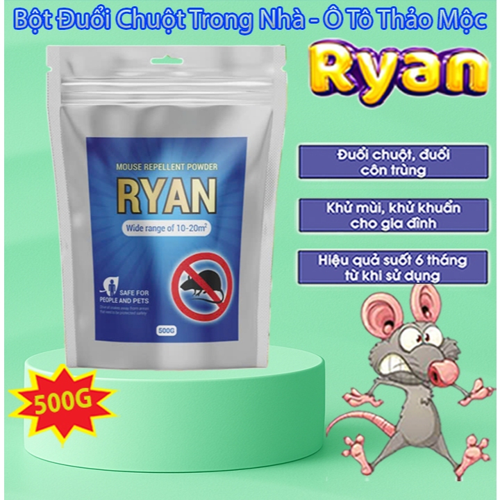 Bột Đuổi Chuột 500G RYAN Thảo Mộc  – Xua Đuổi Chuột Hiệu Quả, An Toàn Cho Gia Đình