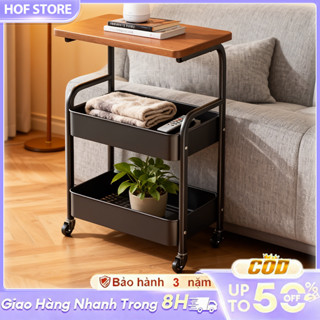 HOF Kệ để đồ vintage xe đẩy đa năng dùng trong phòng khách phòng ngủ làm bàn phụ và kệ lưu trữ