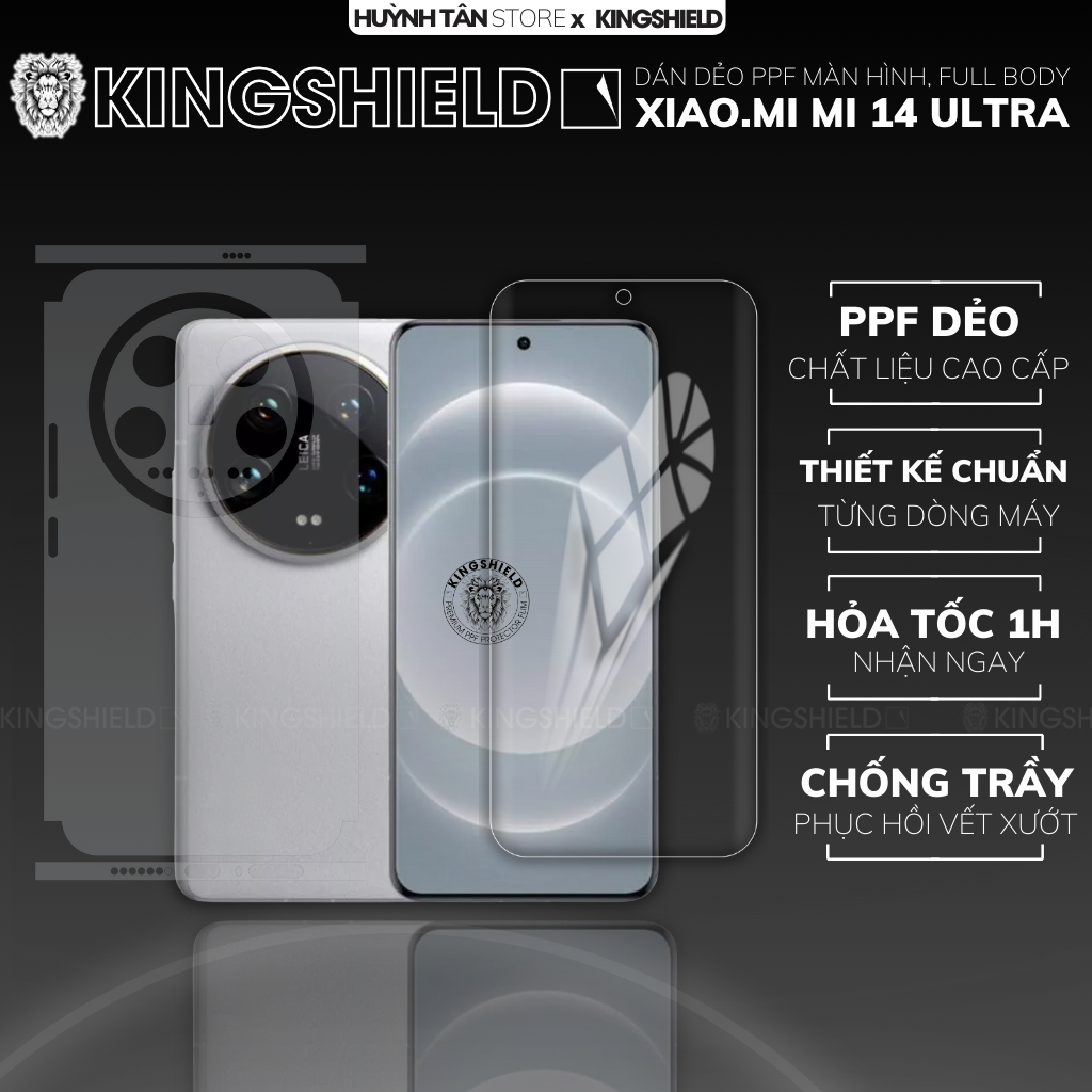 Dán PPF màn hình, mặt lưng full viền body phục hồi vết xướt điện thoại Xiaomi Mi 14 Ultra KINGSHIELD