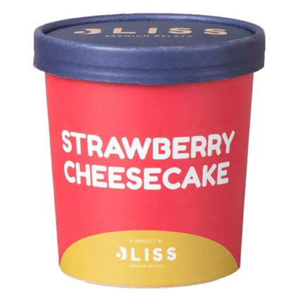 Kem bánh phô mai dâu Bliss Premium Gelato Strawberry Cheesecake (473ML)