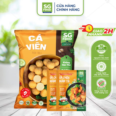 Combo 1 Cá Viên 450g + 2 Gói Gia Vị Mắm Tỏi SG Food Tiện Lợi, Ngon Chuẩn Quán