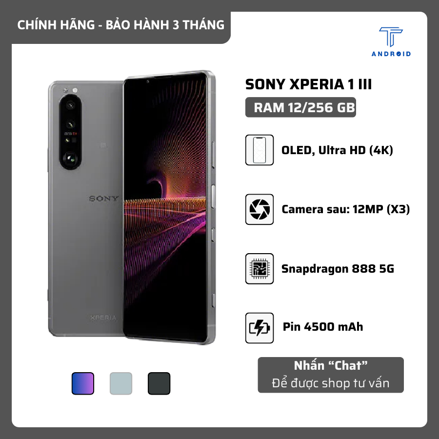 Điện Thoại Sony Xperia 1 Mark 3 (X1 Mark 3), RAM 12/256 GB, Snapdragon 888 5G - Màn Hình 120Hz - 4K