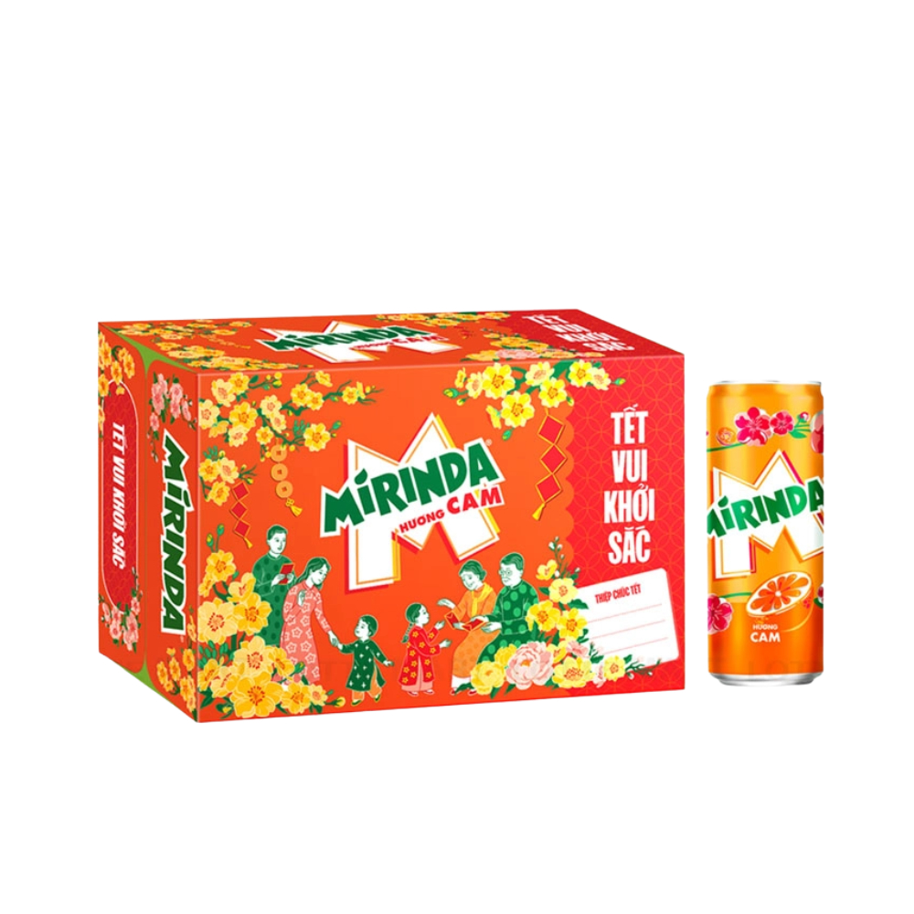 Thùng 24 lon nước ngọt Mirinda cam 320ml