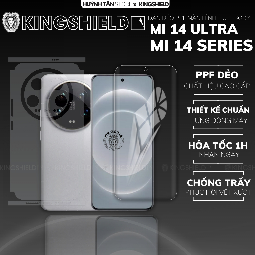 Miếng dán dẻo PPF Xiaomi mi 14 ultra 14t pro trong suốt nhám chống bám vân tay điện thoại KINGSHIELD