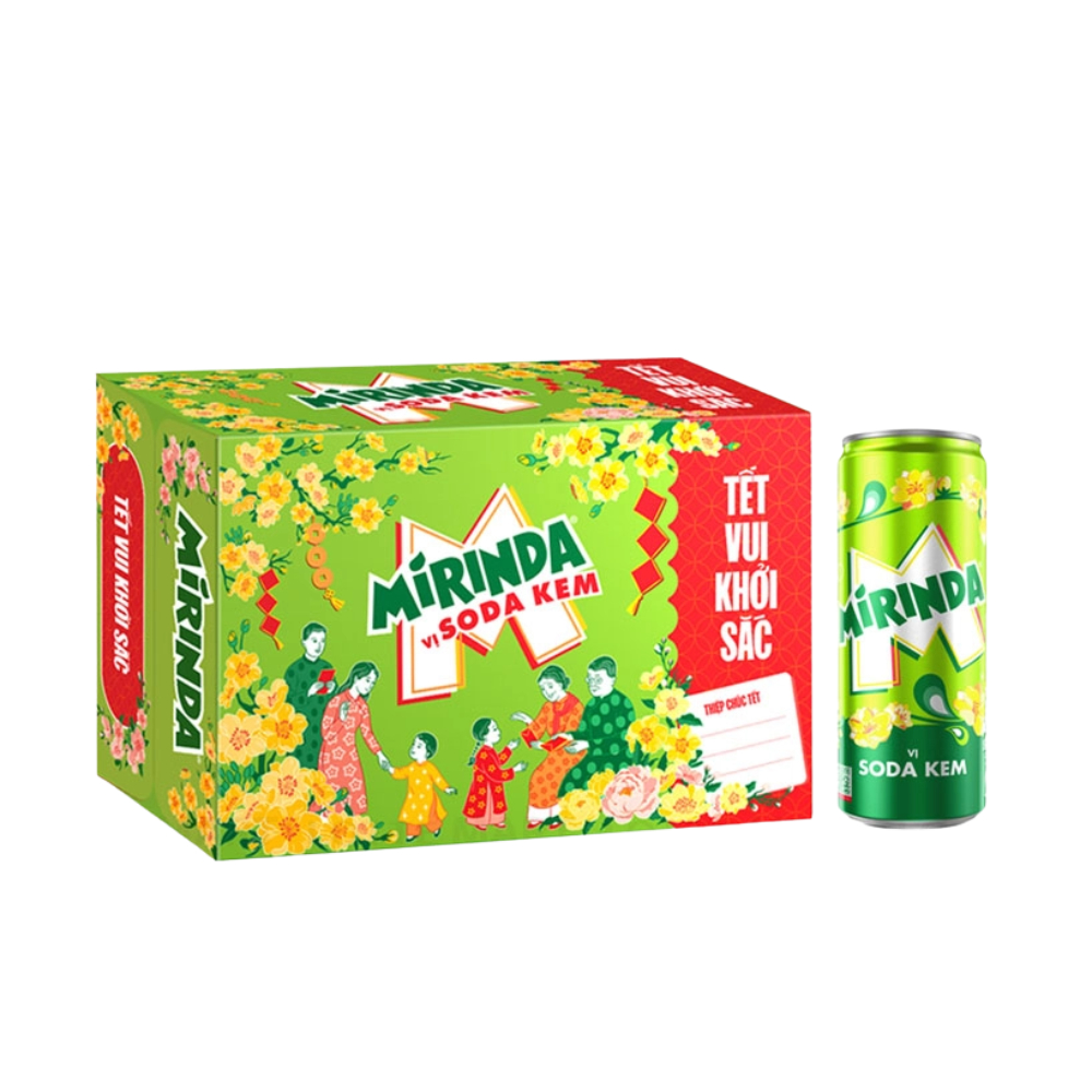 Thùng 24 lon nước ngọt Mirinda soda kem 320ml