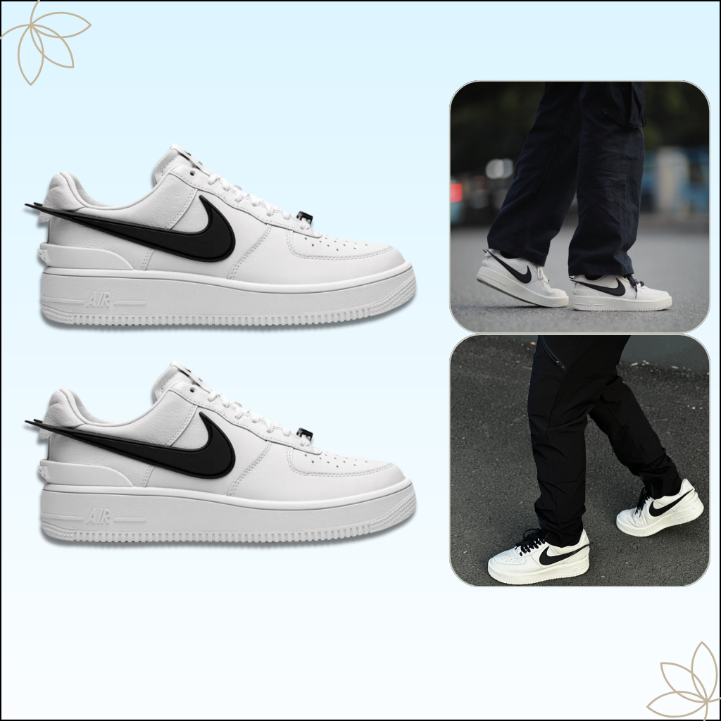 Giày Thể Thao Air Force 1 Low Phantom x Ambush – Sneaker Nam Nữ AF1 Phối Màu Kem Trắng Swoosh Kéo Dà