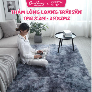  Thảm Lông Loang Kích Thước 1m8 x 2m 2m x 2m2 - lông dài trải sàn  mặt sau chống trơn trượt  